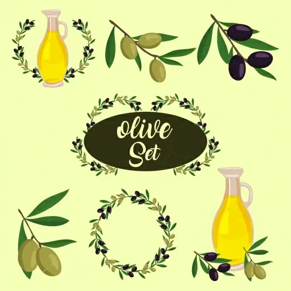 olive design element various symbols isolation