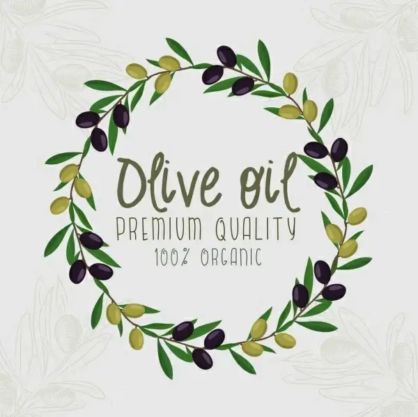 olive oil advertising fruit round wreath icons decoration
