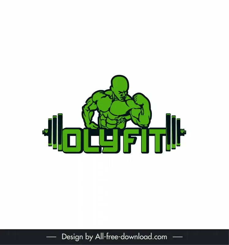 olyfit logo template handdrawn muscle athlete weight sketch