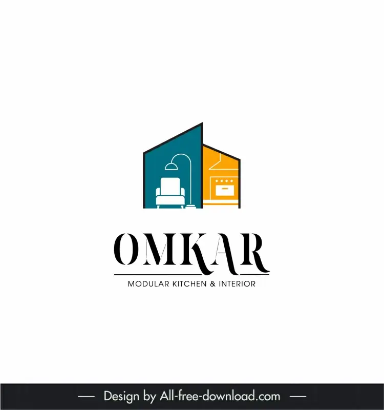 omkar logotype flat geometric house interior sketch