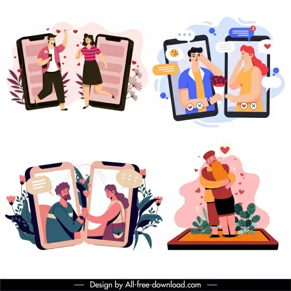 online dating design elements love couples sketch