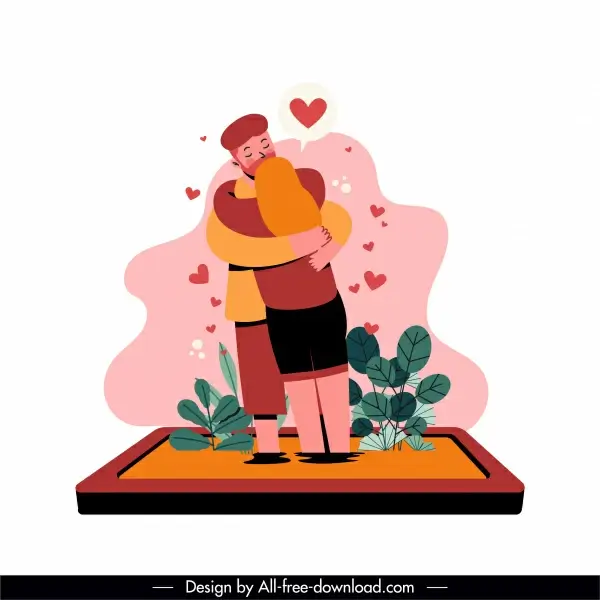 online dating icon love couple sketch cartoon character