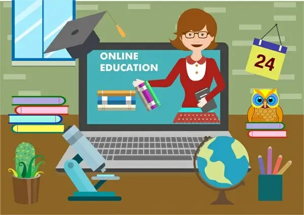 online education theme studying icons design