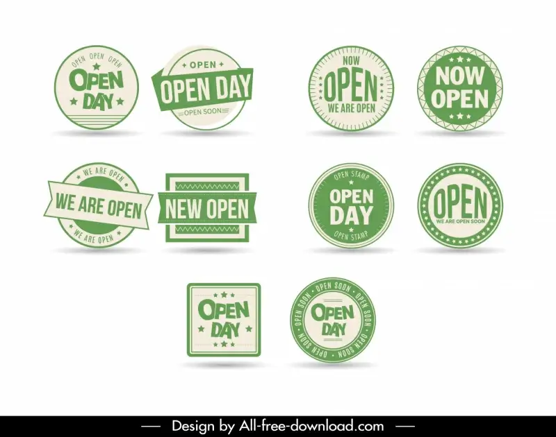 open stamp templates collection elegant classical geometric shapes