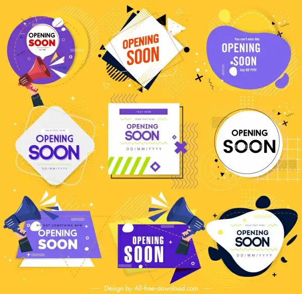 opening tags templates modern colored shapes sketch