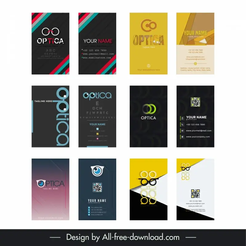 optical business card templates collection elegant modern