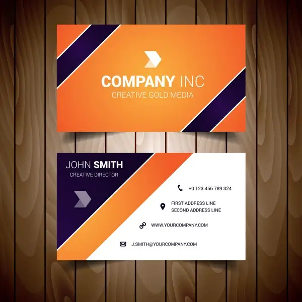 orange and dark blue corporate business card