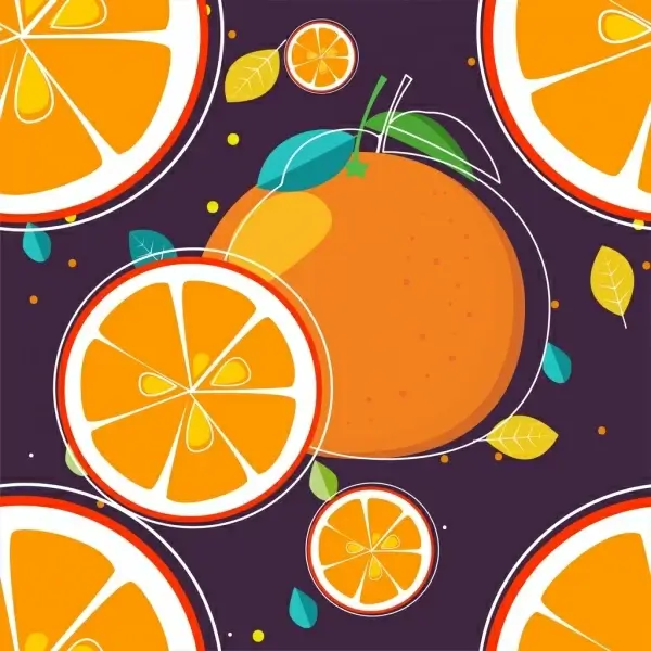 orange background colored flat design slices icons 