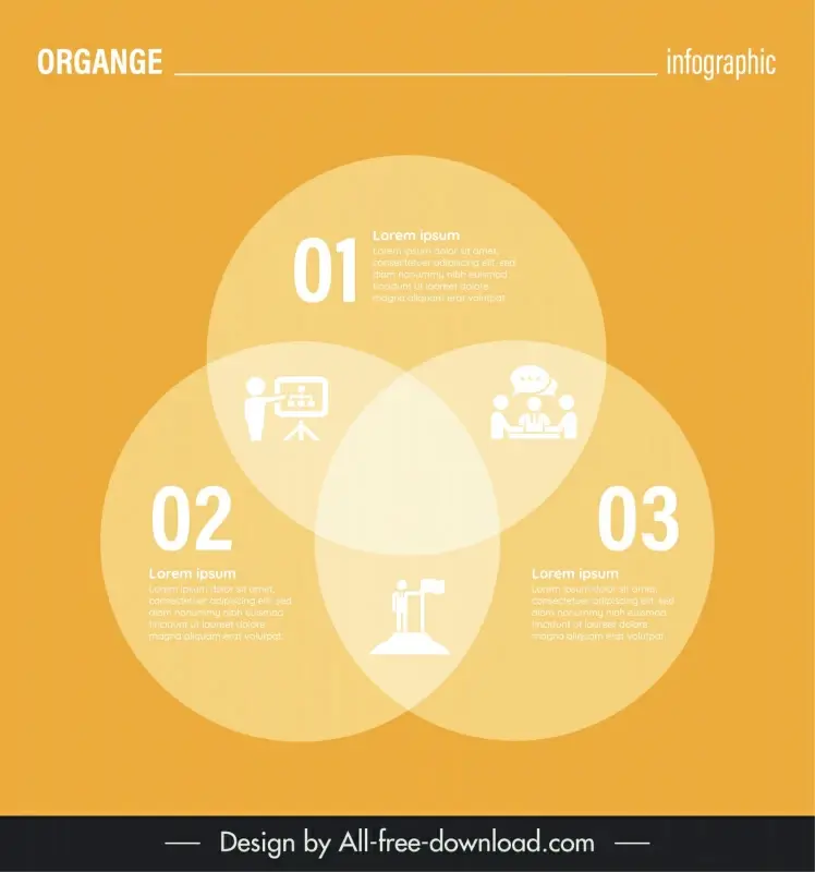 orange infographic template combined circles decor