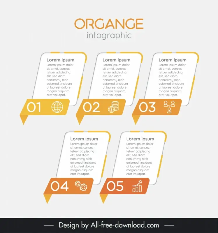 orange infographic template elegant geometric frames shapes