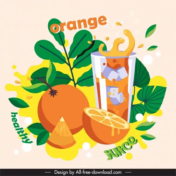 orange juice advertising banner colorful dynamic classic design
