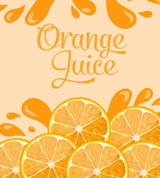 orange juice advertising banner slices splash icons