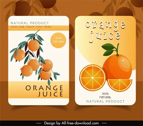 orange juice label templates bright colored flat decor