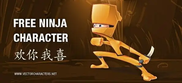 orange ninja vector character