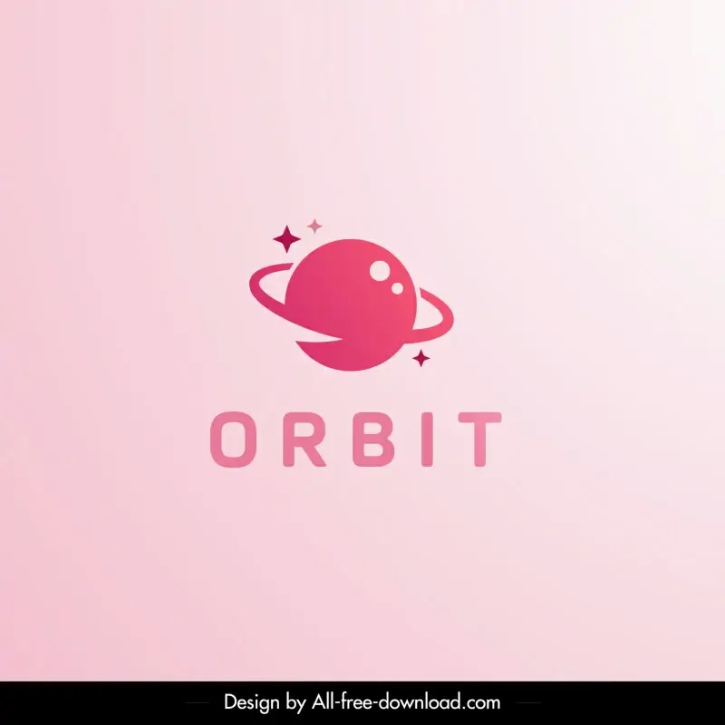 orbit logo template elegant flat circle saturn shape stars texts sketch