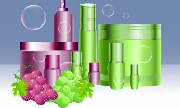 organic cosmetics advertising colorful 3d decor fruits icons