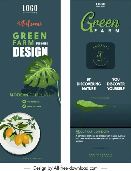 organic food leaflet templates elegant dark classic design
