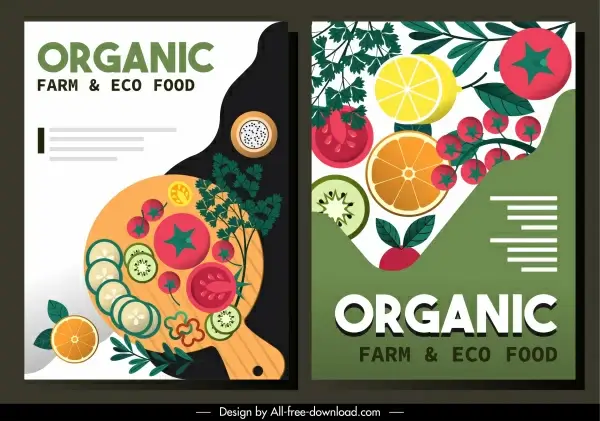 organic food posters colorful flat decor classic design
