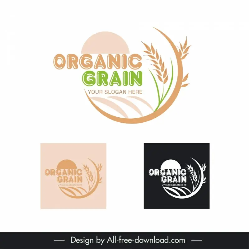 organic grain logo flat classic wheat sun