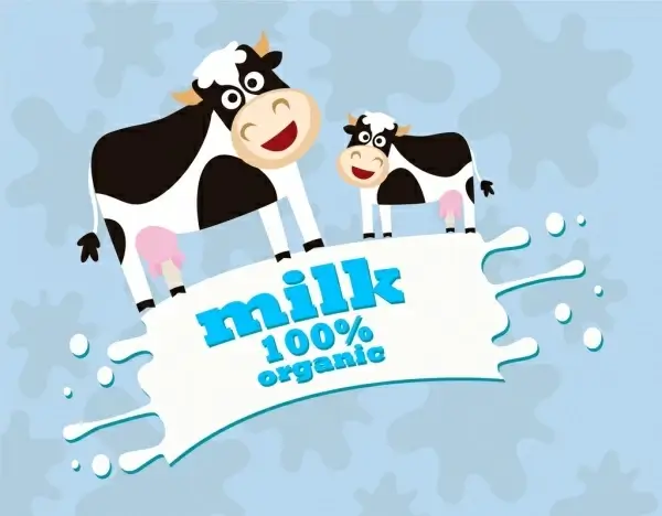 organic milk promotion banner splashing milk cows decoration