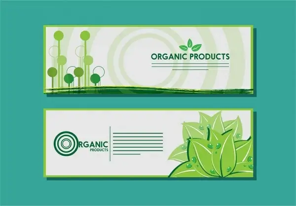 organic product banner design circle and plants background