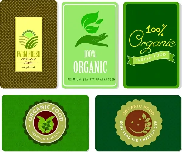organic product tags various symbol elements design