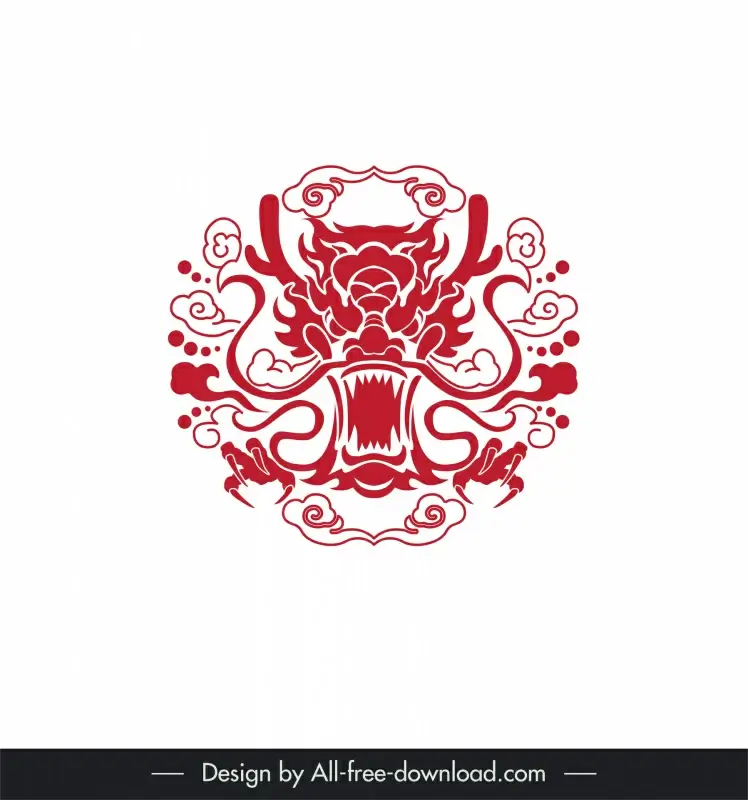 oriental dragon tattoo template symmetric flat classical frightening design 