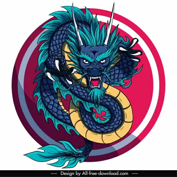 oriental dragon template colorful classical impressive design