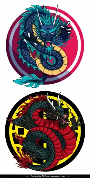 oriental dragon templates colorful classical design