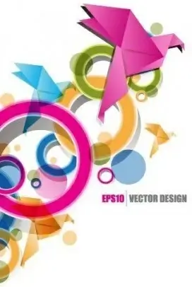 origami birds with abstract background vector
