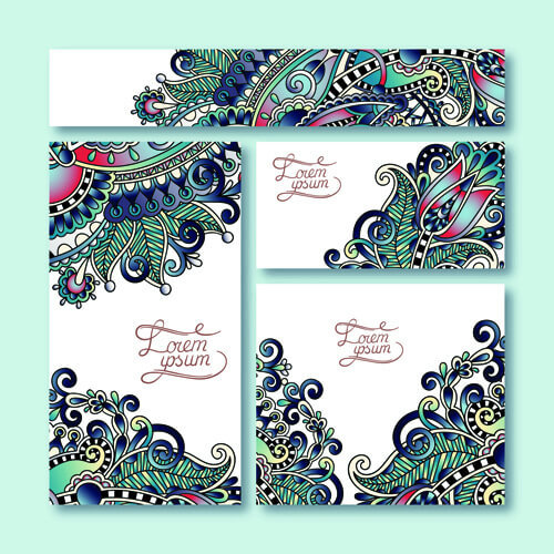 ornament floral pattern cards vector
