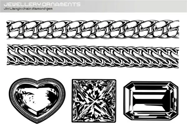 jewelry icons black white sketch