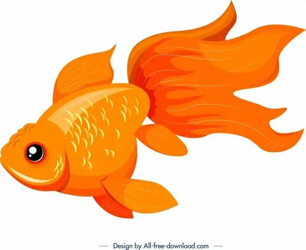 ornamental fish icon bright orange decor
