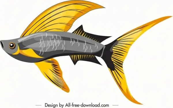 ornamental fish icon shiny colorful sketch