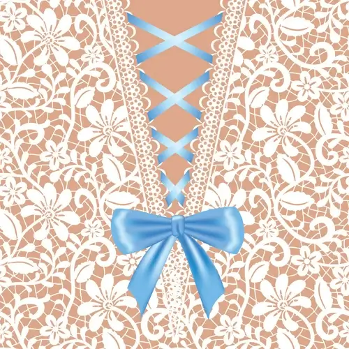 ornate bow with lace background vector