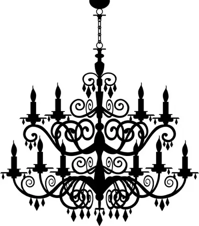 ornate chandelier vector silhouette set