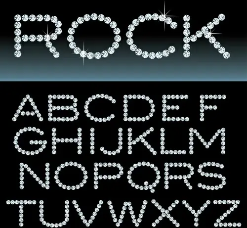 ornate diamond alphabet font vector