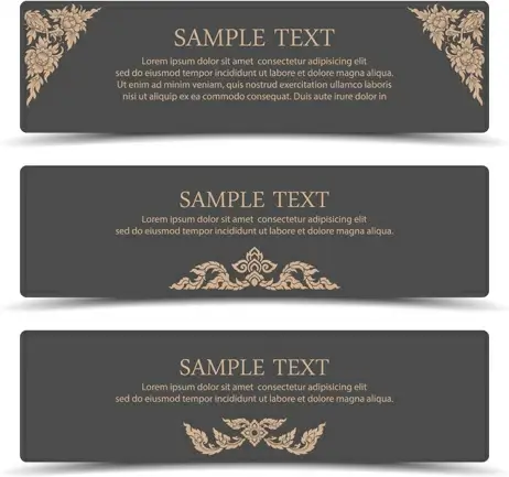 ornate floral banners vector set