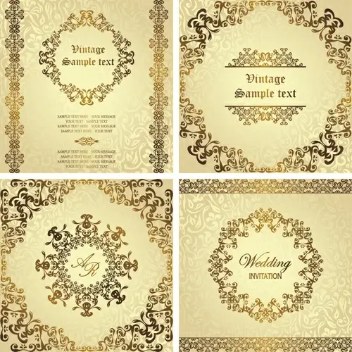 Ornate Golden Invitations Design Vectors Graphic Art Designs In Editable Ai Eps Svg Cdr 5766