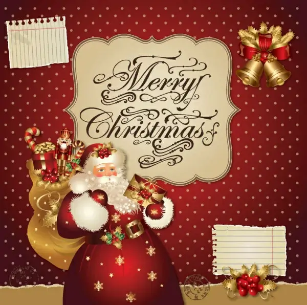 ornate greeting card of santa claus vector graphics