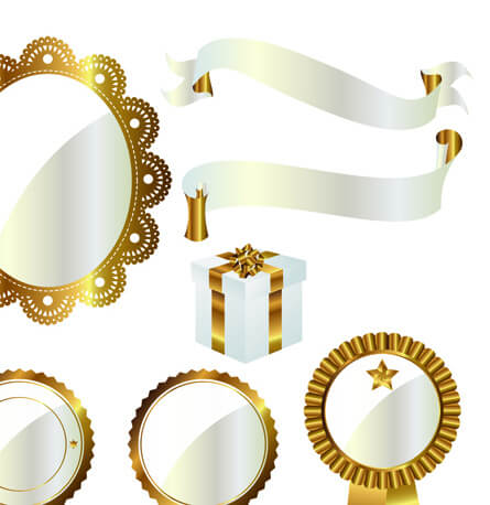 ornate ribbon and labels vector