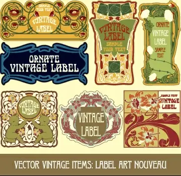 ornate vintage labels creative vector set 