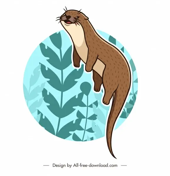 otter species icon classic handdrawn cartoon sketch