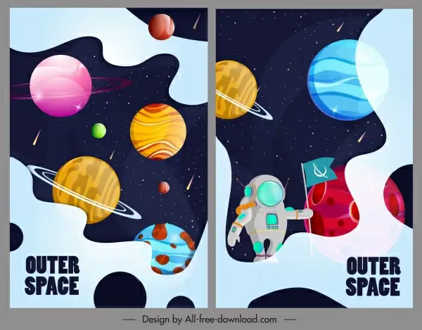 outer space backgrounds colorful planets spaceman decor
