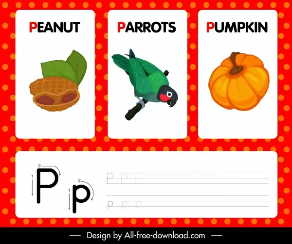 p alphabet study template peanut parrot pumpkin outline