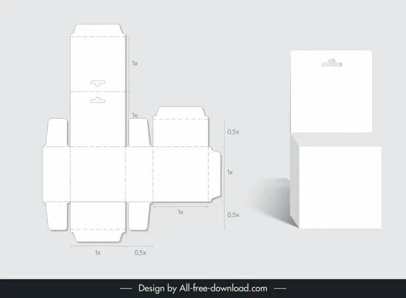 packaging box template modern flat 3d sketch