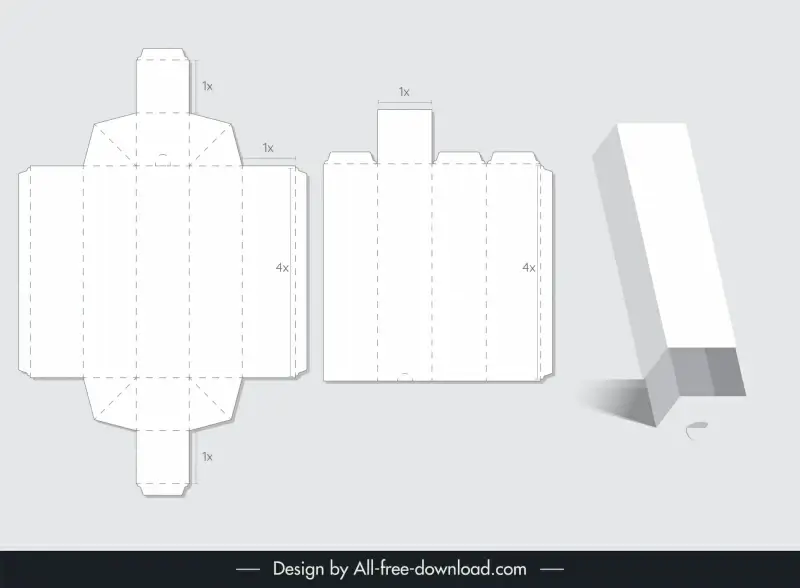 packaging  template flat paper cut 3d box sketch modern design 