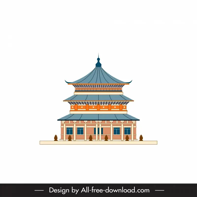 pagoda sign icon retro oriental decor