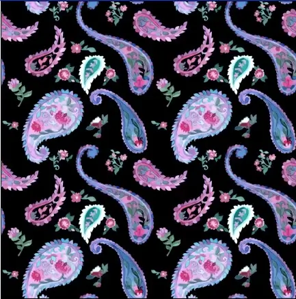 paisley with flower vector seamless patterns