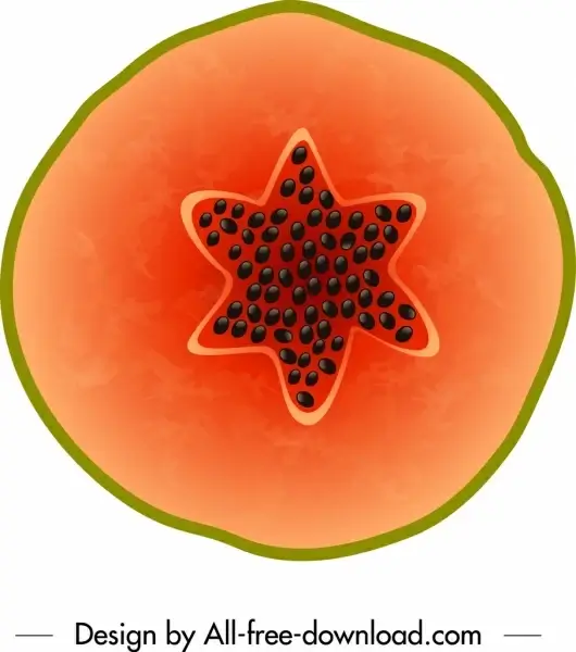 papaya background colored flat closeup sliced sketch